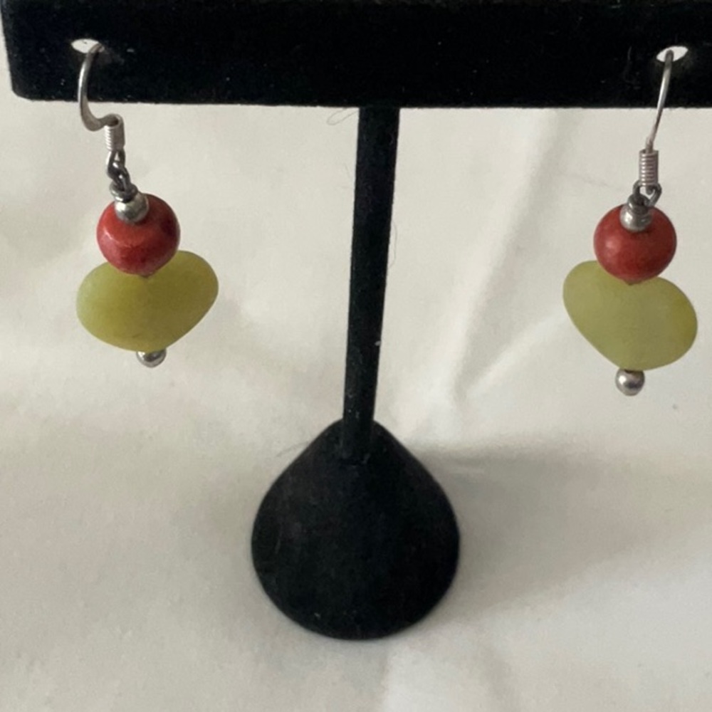 Lemon Jade & Red Quartz Earrings